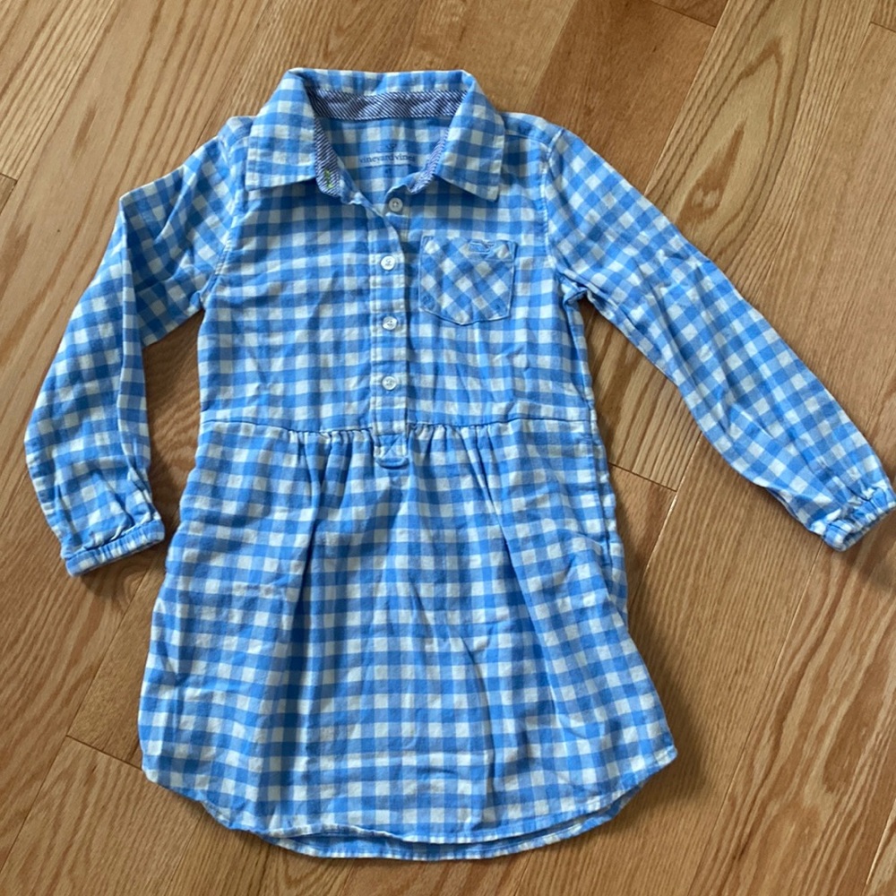 Vineyard Vines | blue plaid flannel shirtdress 4T